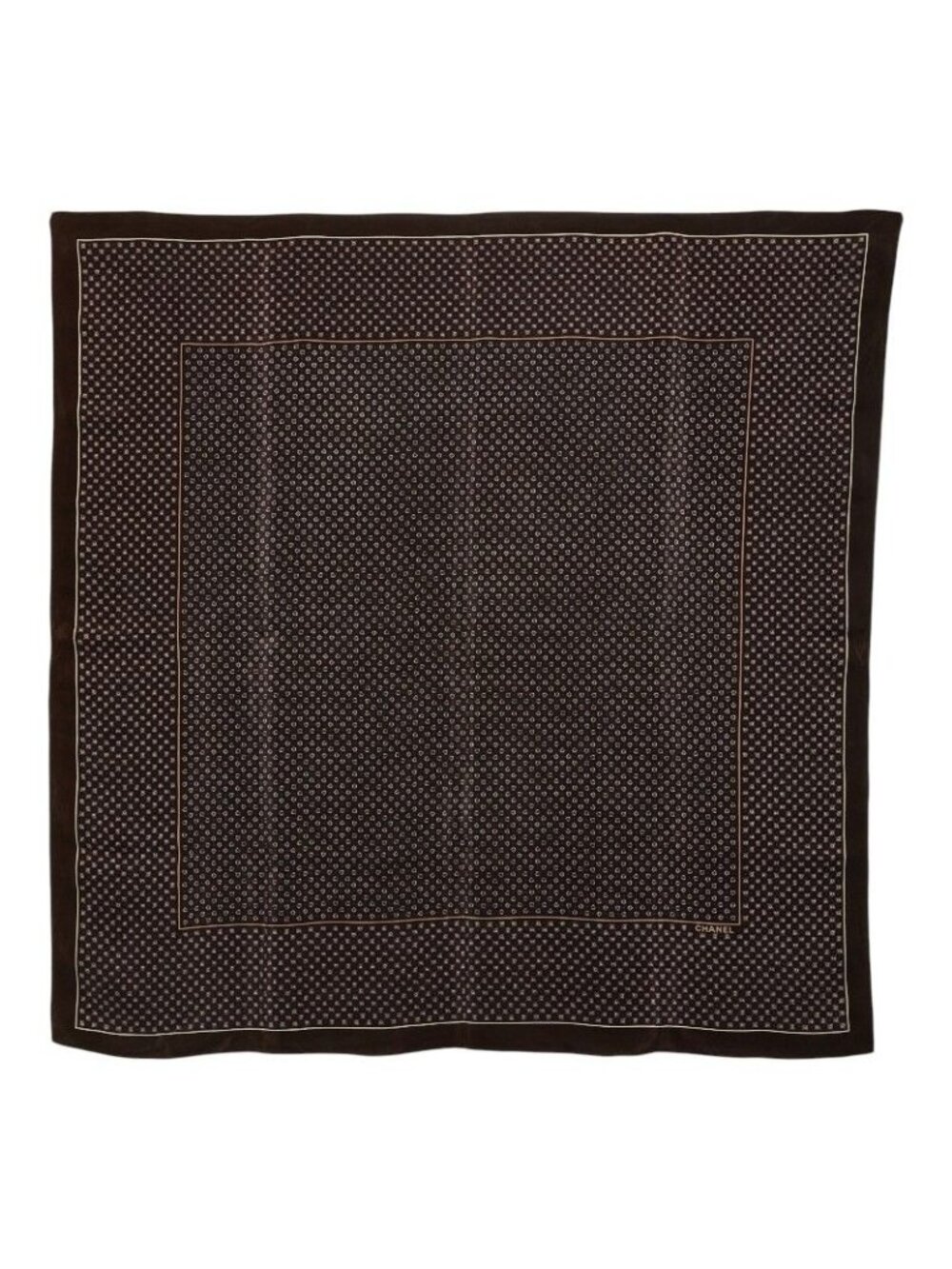 Chanel CC Logo Scarf Brown Silk